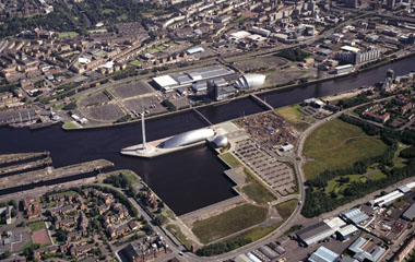 Aerial view of the BBC site as work commences